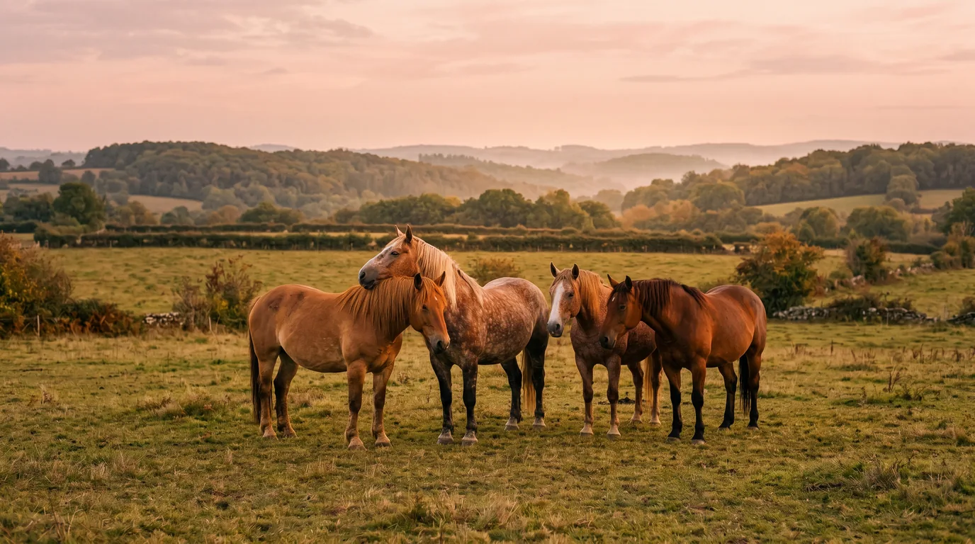 Les chevaux du Club Hippique de Saint-Yrieix en liberté, Haute-Vienne